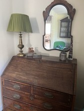 Georgian Queen Anne Style Walnut Peir Mirror Cushion Frame antique  Arched Top