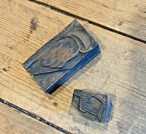 Pointing hand letterpress - hand,