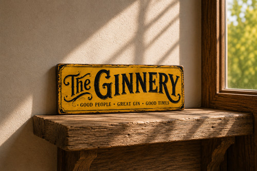 Gin sign wooden vintage - , style