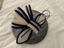 Ladies Fascinator, Navy & White