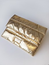 CAROLINA HERRERA Large Soft Body Gold Puffer Clutch Bag - Brand New