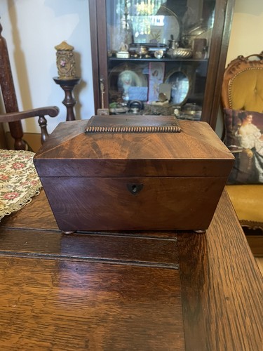Antique wooden tea caddy box - caddy,