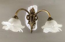 Christopher Wray Brass Wall Light.  Decorative 2-arm, Glass Rose Shades
