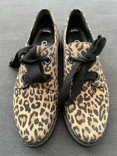 GABOR WOMEN’S BROWN LEOPARD SPOT NUBUCK LACE UP ZIPS TRAINERS SHOES Sz 4 VGC