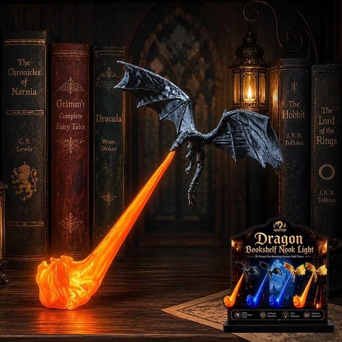Dragon bookshelf nook light - light, 3d