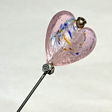 Pretty Vintage HatPin Stick Pin - Heavy White metal Heart shaped 8cm x 2cm