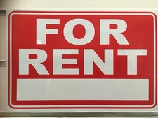 A 4 SIZE FOR RENT SIGN, SHOP / HOMEWINDOW DOOR  - red color