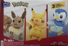 Mega Pokemon Build and Show Pokemon Trio Set EEVEE PIKACHU PIPLUP
