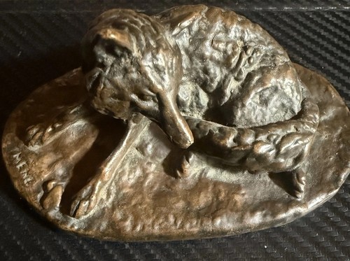 Vintage solid brass fox dog - fox,