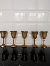 Set of 5 Vintage Brass Goblets