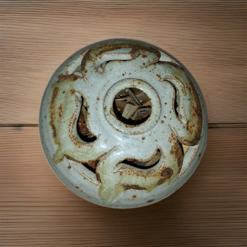 Studio potery pierced pot - potery,