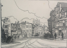 Church Street at Tewkesbury in Gloucestershire - Antique Print 1928