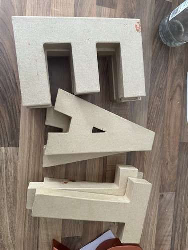 Paper mache letters - letters, e