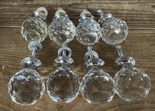 8 x Round Glass Knobs, Clear Faceted / Prismatic Drawer Knobs