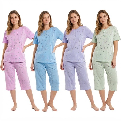 Ladies floral pyjamas short - ladies,