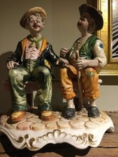 Rare Retired CAPODIMONTE Drunk Hobos Bench Sandro Maggioni BONALBERTI Giuseppe