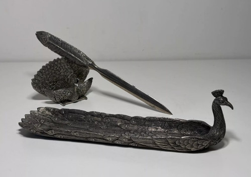 Antique royal pewter peacock - royal,