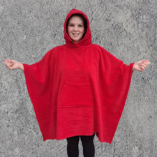 Red Fleece Hooded Blanket Scout Guide Camp Blanket Poncho