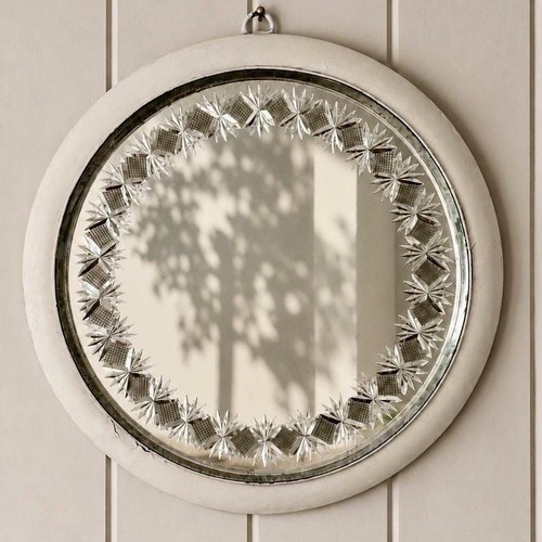 Vintage etched glass - vintage, round