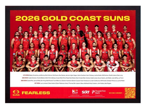 Framed 2026 gold coast suns - gold,