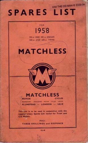 Matchless parts manual book - matchless,