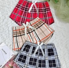 Womens Ladies Soft Check Pyjama Shorts Bottoms PJs Print Comfy Patterned