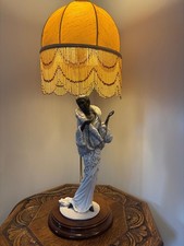 Rare Vintage Table Lamp Figurine Belcari 1993 Lady Art Deco Style, DEAR Italy