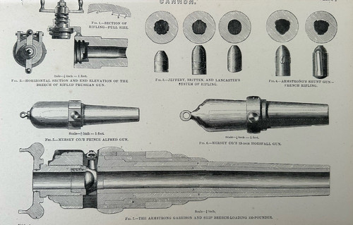 Antique print cannon 1877 - print,