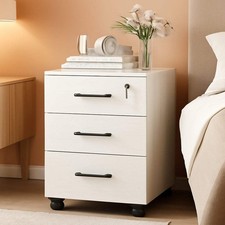 Three Drawer White Wood Mobile