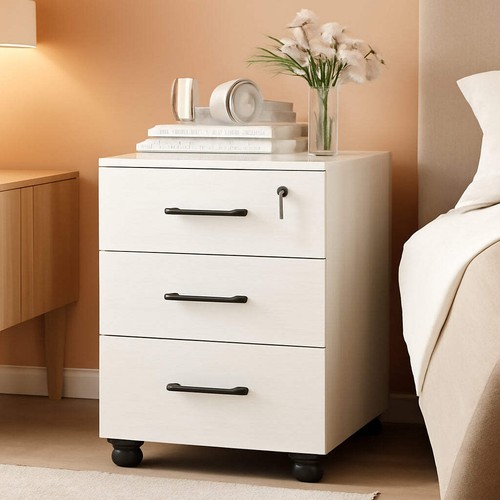 Three drawer white wood - white,