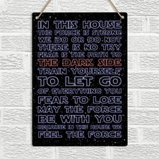 IN THIS HOUSE Star Wars Quote Metal Tin Wall Sign Plaque Force Darth Vader Jedi