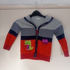 'Blue Zoo' Kids Zip Up Warm Hoodie With Dinosaur And Robot Pockets Age 4