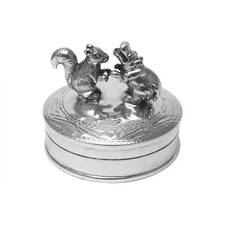 Dancing Hippo And Squirrel Pill Box Keepsake Victorian Style 925 Sterling Silver