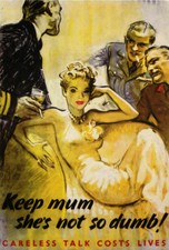 2W88 Vintage WWII  Careless Talk Keep Mum World War 2 WW2 Poster A2 A3