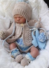  knitting pattern only romper cardigan hat boots mitts  toy  dk. nb 0/3m  reborn