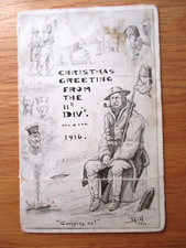 WW1 Christmas Greetings from the 11th div 1916 Carrying On Cartoon PH Artist