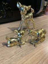 3 Figures Miniatures Babycham Bambi Deer Fawn Ceramic Earthenware Art Nouveau