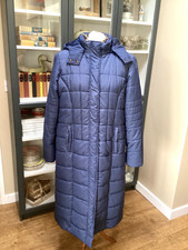 Blue puffa coat long line  size 14/16