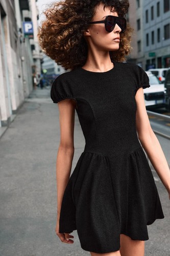 Zara womens boucle black mini - boucle,