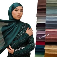 New Luxury Premium Soft Lush Silk Scarf Hijab Elegant Plain Wrap Sarong Shawl UK