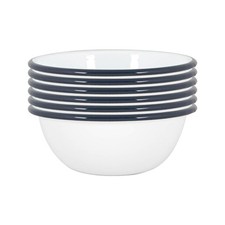 6x White Enamel Bowls Metal