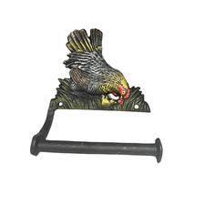 Farmhouse Cast Iron Chicken Toilet Roll Holder | Vintage Style, Wall-Mounted