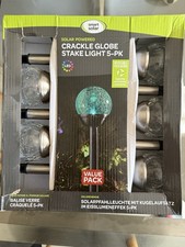 Smart Solar Crackle Globe Stake Light 5-Pack LED Outdoor T2750 D99