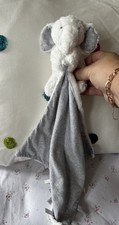 BNWOT MAMAS & PAPAS WHITE & GREY STRIPED ELEPHANT COMFORTER SOOTHER BLANKIE  