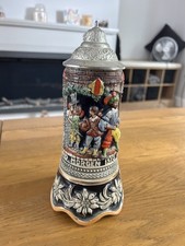 Vtg German Beer Stein 9”