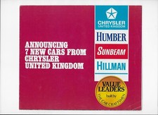 1971 Chrysler UK brochure: Imp, Stiletto, Avenger, Hunter, Sceptre, Rapier/H120 