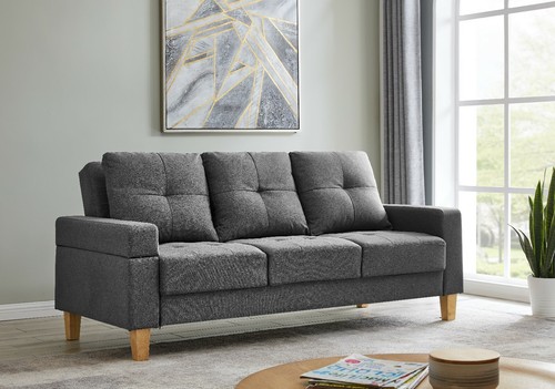 Fabric sofa bed seater grey - sofa, 3