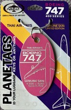 PLANETAGS : THAI AIRWAYS : BOEING 747-400 AIRCRAFT SKIN - AVIATION (MAGENTA TAG)