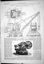 Old 1888 Twenty-Five Ton Portable Steam Crane Pulley Punching Shearin Victorian
