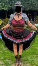 Steampunk Lady Halloween Morph Costumes Large Plus Gloves Necklace Wrist Ring